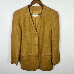 Liz Claiborne Mustard / Tan Linen-Blend Blazer